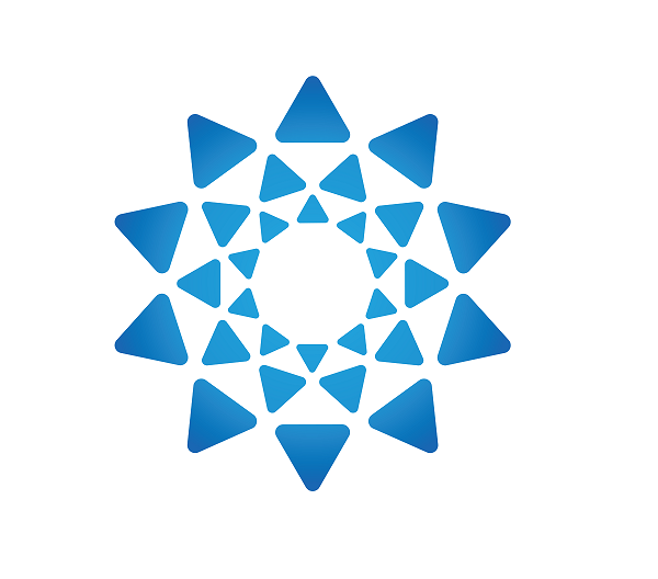 Image of triangles arranged in a a circular shape resembling a flower or the sun